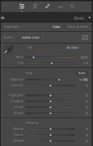 lightroom编辑界面